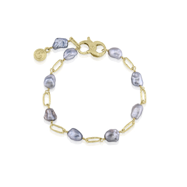 Tahitian keshi pearl and petite paperclip link bracelet <span class='visuallyhidden'>Call or text 323-404-2959 if you need shopping assistance.</span>